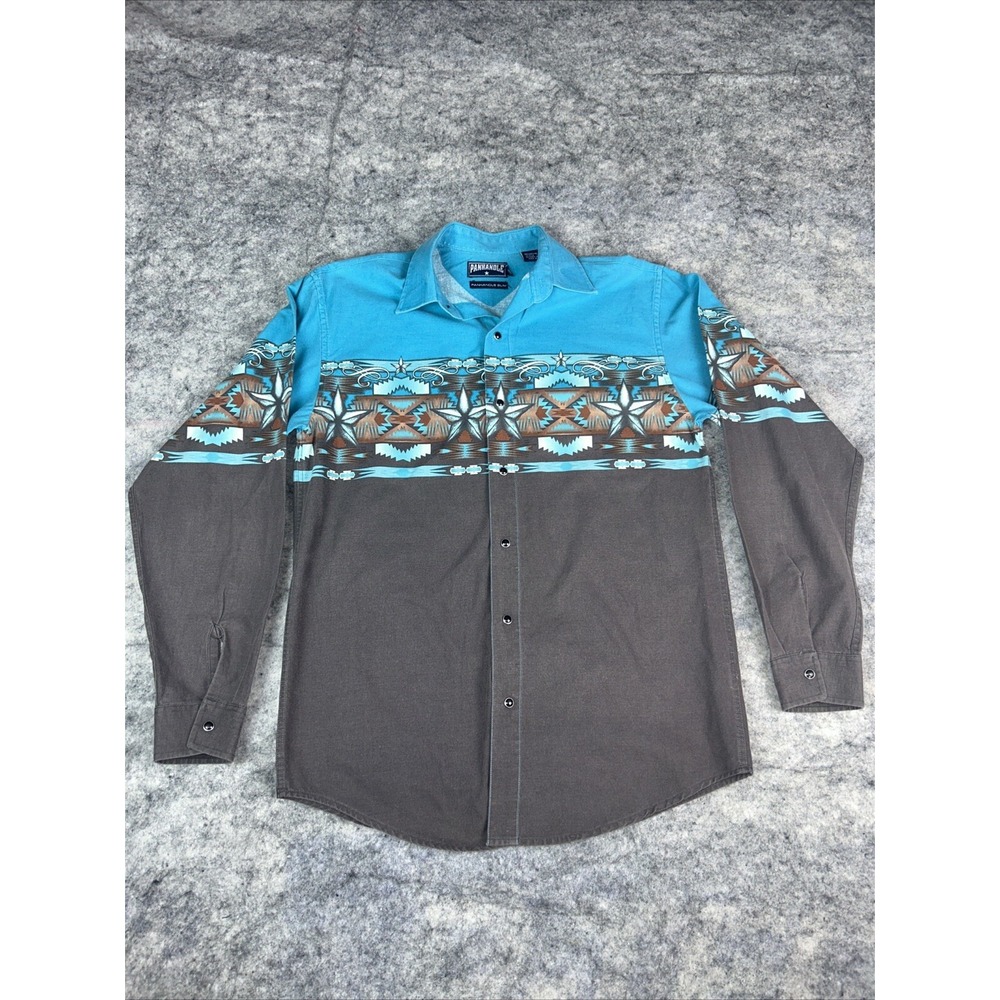 Panhandle Slim Boys XL/18 Brown Pearl Snap Cowboy Long Sleeve Western Aztec